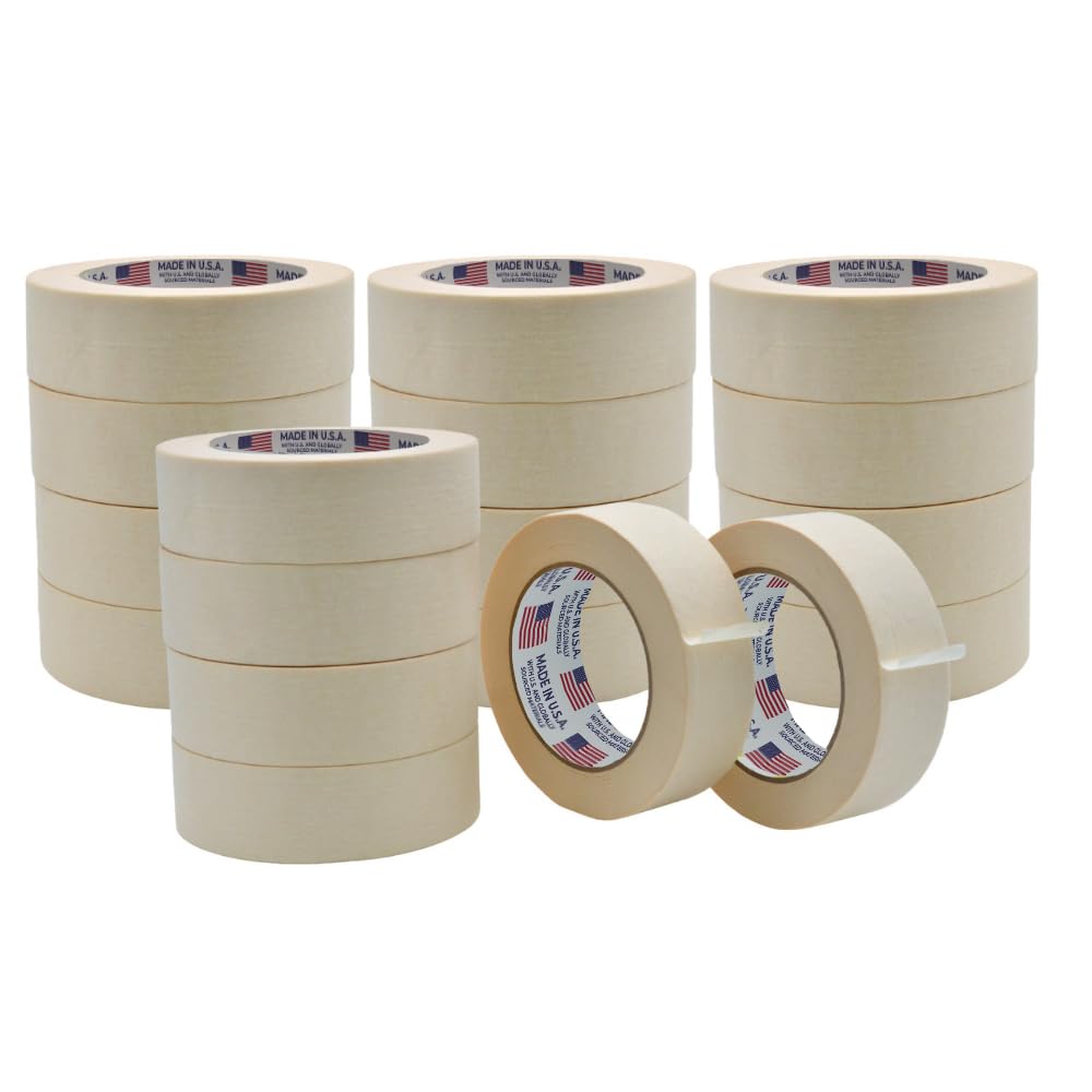 WOD MT5 Utility Grade Masking Tape, 1.5 inch x 60 yds. (Pack of 24) for Home or Office air-Dry Painting, Labeling, & Packing. Leaves no Residue