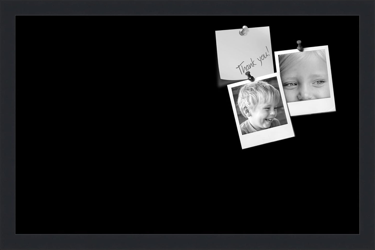 PinPix 22x14 Inch Cork Bulletin Board. This Decorative Framed Pin Board Comes with Solid Black Design and a Satin Black Frame. Ideal for Home Office Decor or Message Board (PinPix-622)