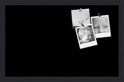 PinPix 22x14 Inch Cork Bulletin Board. This Decorative Framed Pin Board Comes with Solid Black Design and a Satin Black Frame. Ideal for Home Office Decor or Message Board (PinPix-622)