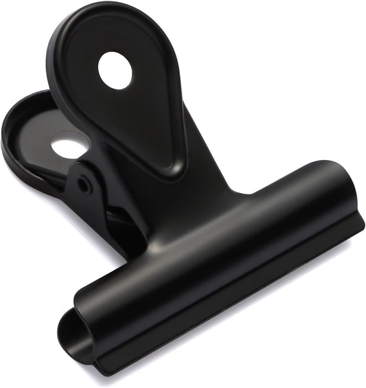 SIAMESE Bulldog Clips, 8 Pcs Binder Clips for Office & Kitchen, Multi-Purpose Binder and Food Bag Clamps for Sealing, Storage, Hanging (Black)