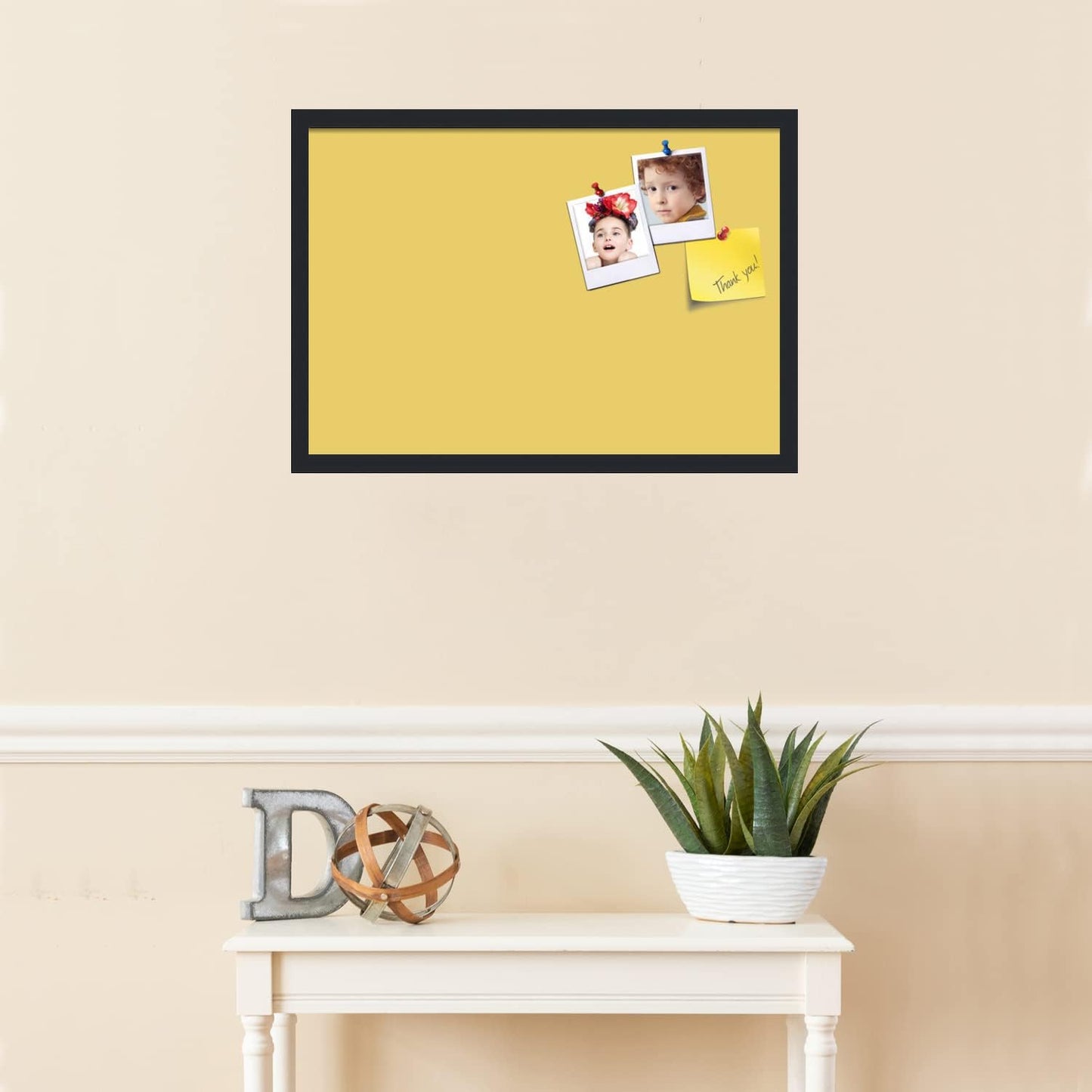 PinPix 26x18 Inch Cork Bulletin Board. This Decorative Framed Pin Board Comes with Honey Pastel Design and a Satin Black Frame. Ideal for Home Office Decor or Message Board (PinPix-1810)