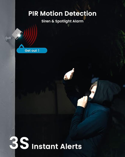 ieGeek Security Cameras Wireless Outdoor - 5MP Smart WiFi Camera System for Home Surveillance with Motion Light, Battery Powered Cam with Color Night Vision, 2-Way Audio, Siren Alarm, Works with Alexa