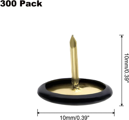 Piutouyar 300Pcs Black Decorative Flat Push Pin, Plastic Roundness Head Thumbtack, Black Thumb Tacks for Wall, Map, Cork Board, 3/8 Inch