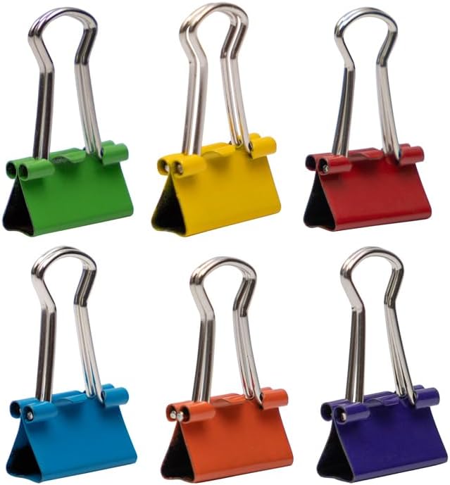 JAM PAPER Colorful Binder Clips - Small - 3/5 Inch (15 mm) - Assorted Binderclips - 6 Packs of 30