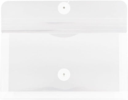 JAM PAPER Plastic Envelopes with Button & String Tie Closure - #10 Business Booklet - 5 1/4 x 10 - Clear - 12/Pack