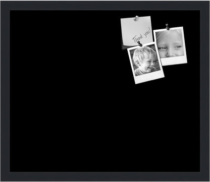 PinPix 20x17 Inch Cork Bulletin Board. This Decorative Framed Pin Board Comes with Solid Black Design and a Satin Black Frame. Ideal for Home Office Decor or Message Board (PinPix-622)