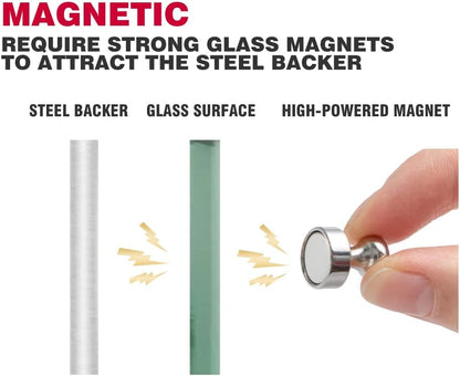 72" x 40" Black Glass Whiteboard | Frameless Magnetic Dry Erase Board with Marker Tray | Premium Frosted Glass Surface - Wall Mounted for Office, Conference Room & Home