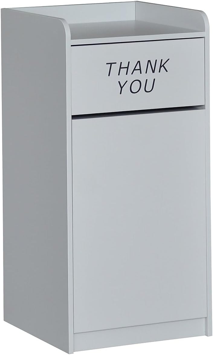 Flash Furniture Wood Tray Top Receptacle, Set of 1, Gray