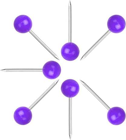 Map Tacks 1/8-Inch Assorted Color Beads Head Map Marking Push Pins,500-count (Purple)