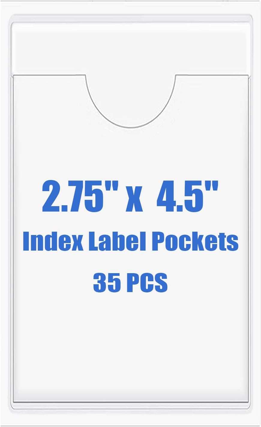 Origin-Joy 35 PCS Self Adhesive Index Card Pockets with Top Open, Clear Plastic Label Holder for Cards of Note, Library and Business, Adhesive Label Pockets & Card Holder (2.75 x 4.5 inch)