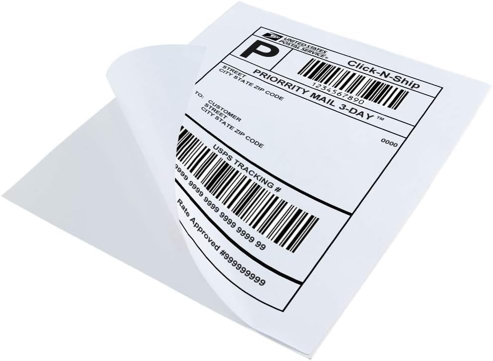L LIKED 50 Full Sheet Self Adhesive Shipping Labels 8.5 x 11 Inches, Address Labels for Laser & Inkjet Printers (50 Sheets)