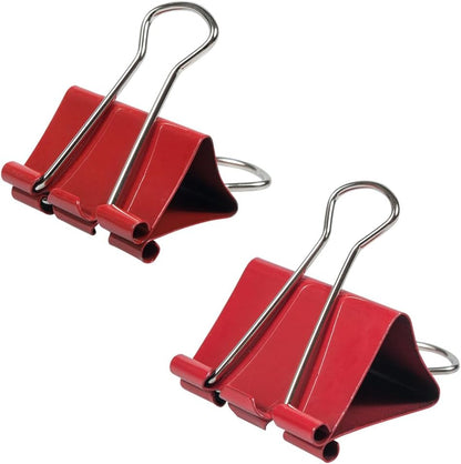 JAM PAPER Colorful Binder Clips Assortment - Medium & Large Size - Red Binderclips - 27 Clips/Pack