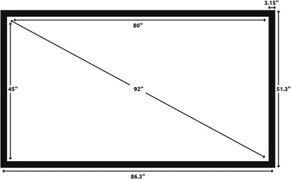 Silver Ticket Products STR Series 6 Piece Home Theater Fixed Frame 4K / 8K Ultra HD, HDTV, HDR & Active 3D Movie Projection Screen, 16:9 Format, 92" Diagonal, Woven Acoustic Material STR-16992-WAB