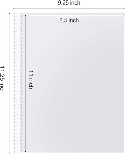 Sheet Protectors, HERKKA 700 Pack Heavy Duty Clear Plastic Page Protectors Sheet Reinforced 11-Hole Fit for 3 Ring Binder Fits Standard 8.5 x 11 Paper, 9.25 x 11.25 Top Loaded, Acid Free