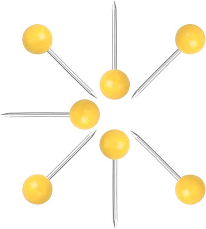 Map Tacks 1/8-Inch Assorted Color Beads Head Map Marking Push Pins,500-count (Yellow)