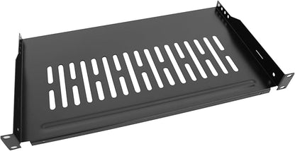 Server Rack Shelf-Universal Vented Rack Mount Cantilever Tray for 19" Network Rack & Cabinet - Heavy Duty Steel - Weight Capacity 55lb-1U H 10" D/ 2 Pieces Packaging GLOBALRACK (1U10, 10INCH)