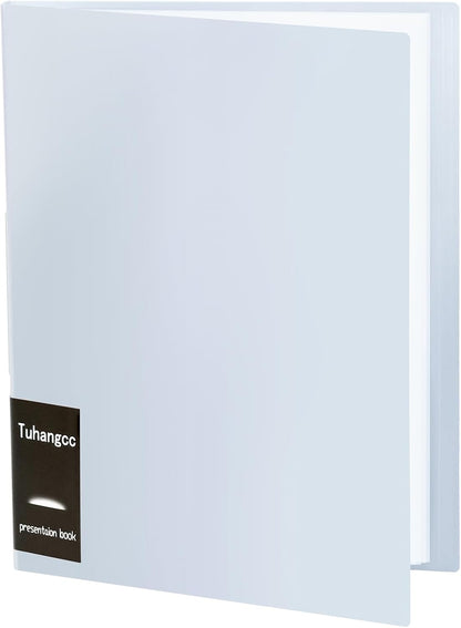 Tuhangcc Binder with Plastic Sleeves 8.5x11 20-Pocket - Heavy Duty Art Portfolio Folder with Clear Sheet Protectors,Displays 40Pages, Presentation Book,Document Organizer(Light Grey)