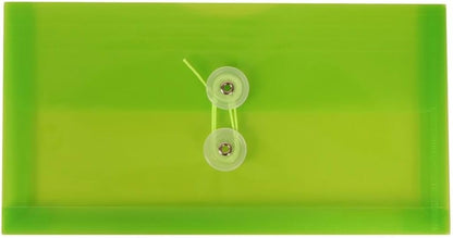 JAM PAPER Plastic Envelopes with Button & String Tie Closure - #10 Business Booklet - 5 1/4 x 10 - Assorted Colors - 6/pack