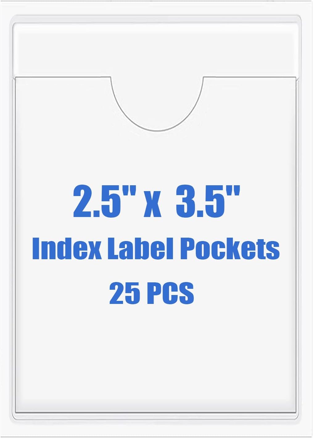 Origin-Joy 25 PCS Self-Adhesive Index Label Pockets, Clear Plastic Peel & Stick Card Holders with Top Open for Loading (2.5 x 3.5 inch)