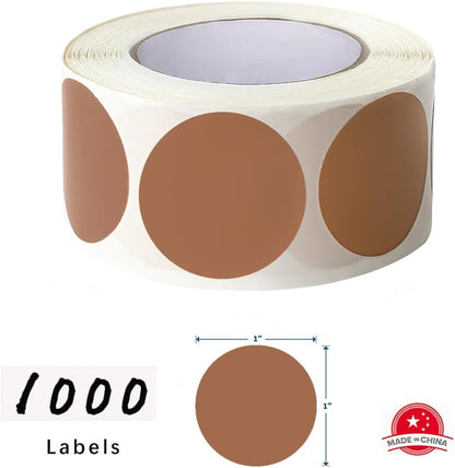 SHYGO® 1“ Brown Circle Dot Stickers Color Coding Labels, 1000PCS 2 Rolls