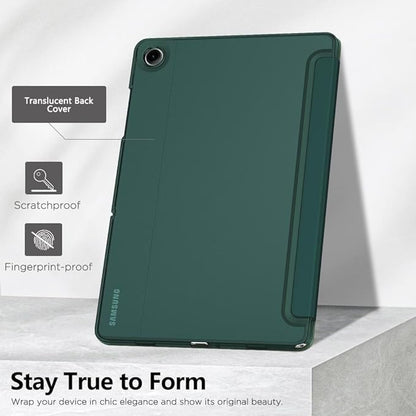 MoKo Case for Galaxy Tab A11+ Plus/A9+ 11-Inch 2025/2023, Slim Stand Protective Smart Cover with Hard PC Translucent Back Shell for Galaxy Tab A11+/A9 Plus Tablet, Auto Wake/Sleep, Midnight Green