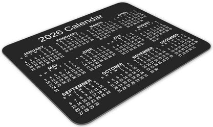 Non-Slip Rubber Mouse Pad， 2026 Calendar Horizontal Version Calendar Black Mouse Mat Mouse Pad Office Gaming Mousemat 9.5 inch x 7.9 inch