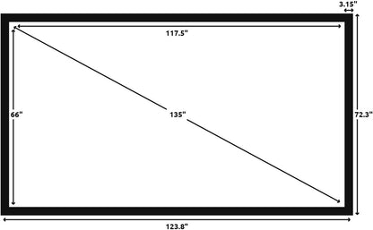 Silver Ticket Products STR Series 6 Piece Home Theater Fixed Frame 4K / 8K Ultra HD, HDTV, HDR & Active 3D Movie Projection Screen, 16:9 Format, 135" Diagonal, Woven Acoustic Material STR-169135-WAB