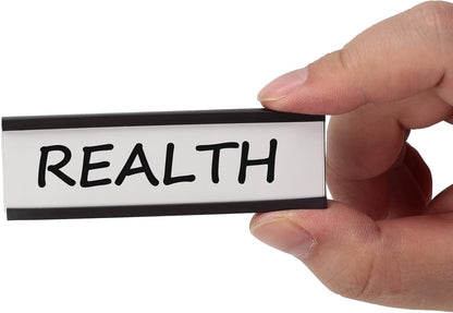 Realth C Channel Magnetic Label Holders 50 Pack 2'' x 5'' with Paper Inserts and Clear Plastic Protectors, Magnetic Data Card Holders File Cabinet Labels for Metal Racks and Shelves