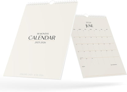 Karto Wall Calendar 2025 - Vertical 11x17 inch Runs Until June 2026 - Boost Your Productivity and Easy Planning with the Aesthetic Monthly Calendar - Beige