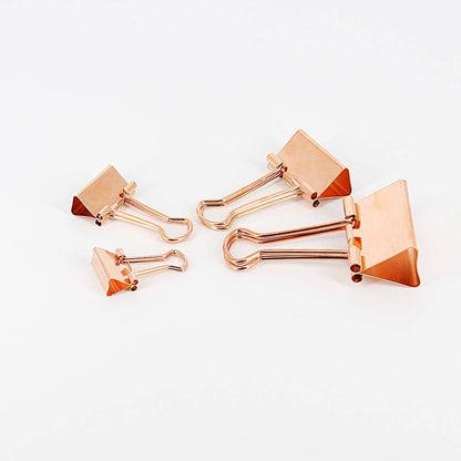 Binder Clip Paper Clamps, Assorted Sizes (Mini, Small, Medium, Large), 100 Pcs Clips for Office School Supplies (Rose Gold)