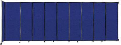 Wall-Mounted Sliding StraightWall Room Divider | Adjustable Widths | Locking Wheels | Room Separator | Up to 19'9" Wide x 6'10" Tall Royal Blue Fabric Panels