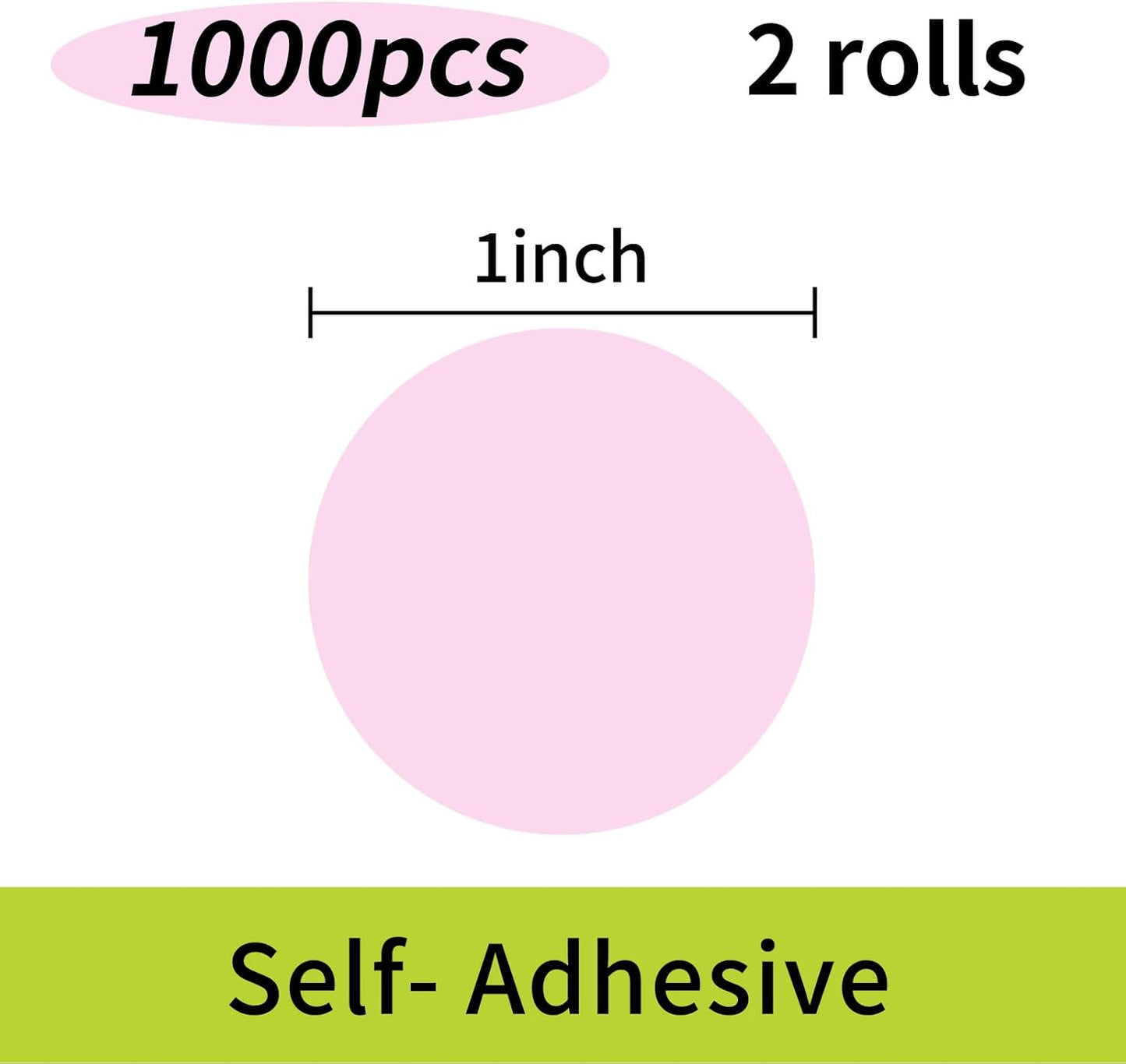 STARLIBOO Colored Dot Stickers, 1 Inch Pink Circle Color Code Label, Pink Waterproof Garage Sale Stickers, Yard Sale Price Labels (2 Rolls, 1000Pcs)