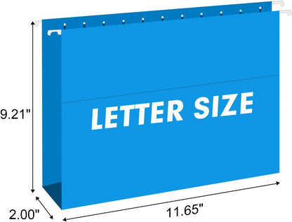 Extra Capacity Hanging File Folders, RAZCC 30 Pack Letter Size Reinforced Hanging Folders with Heavy Duty 2 Inch Expansion for Bulky Files, Filing Cabinet, Adjustable Tabs, Assorted Colors