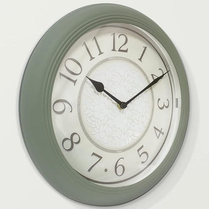 Presentime & Co. 12.6" Illuminated Farmhouse Wall Clock, Silent Battery Operated Night Light Wall Clock with Smart LED Sensor for Living Room, Bathroom, Kitchen, Home Office, Sage Green