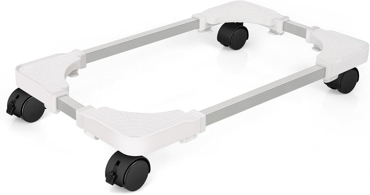 Liitrton Mobile CPU Stand Adjustable Computer Tower Stand with 4 Caster Wheels Fits Most PC (White)