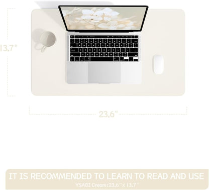 YSAGi Non-Slip Leather Desk Pad, Desk Matt for Desktop, Waterproof Laptop Computer Keyboard Mat, Table Protector Blotter Mat, Large Mouse Pad for Office/Work/Home/Decor(Cream, 23.6" x 13.7")