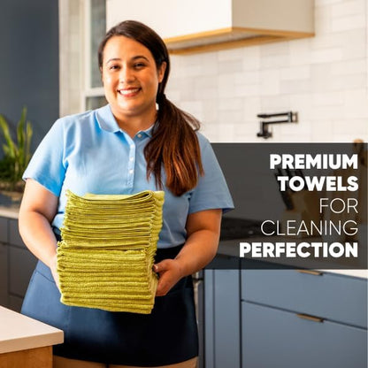 12" x 12" MW Pro Multi-Surface Microfiber Cleaning Cloths | Yellow - 12 Pack | Premium Microfiber Towels for Cleaning Glass, Kitchens, Bathrooms, Automotive, Supplies & Products
