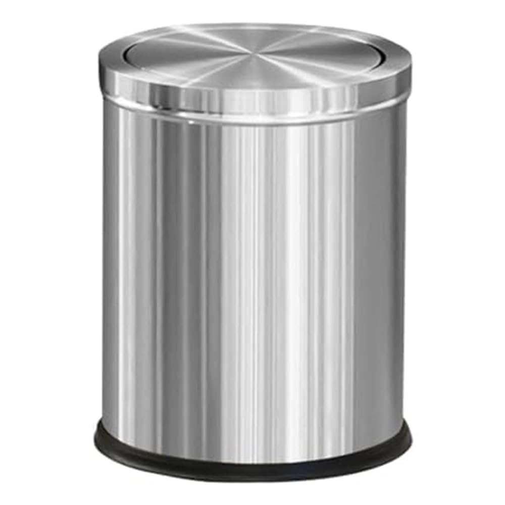 15L/4GAL Silver Stainless Steel Bathroom Garbage can, Bathroom Trash Can with Flipping Lid，Brushed Nickel Gaebage Can for Bedroom,Living Room,Office,Hotel,Shop,Restaurant (15L-Silver)