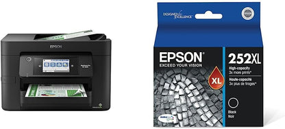Epson® Workforce® Pro WF-4820 Wireless Color Inkjet All-in-One Printer, Black, Large & T252 DURABrite Ultra Ink High Capacity Black Cartridge (T252XL120-S) for Select Workforce Printers