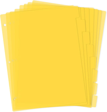 3 Ring Yellow Binder Dividers with 8-Tabs, A4 Blue Binder Dividers, Sturdy Plastic Divider, Aesthetic Divider for Binders, Suitable for Notebooks and Binders, 3 Hole Punch