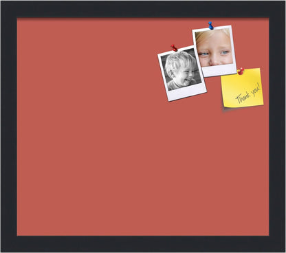 PinPix 15x13 Inch Cork Bulletin Board. This Decorative Framed Pin Board Comes with Crimson Pastel Design and a Satin Black Frame. Ideal for Home Office Decor or Message Board (PinPix-1807)