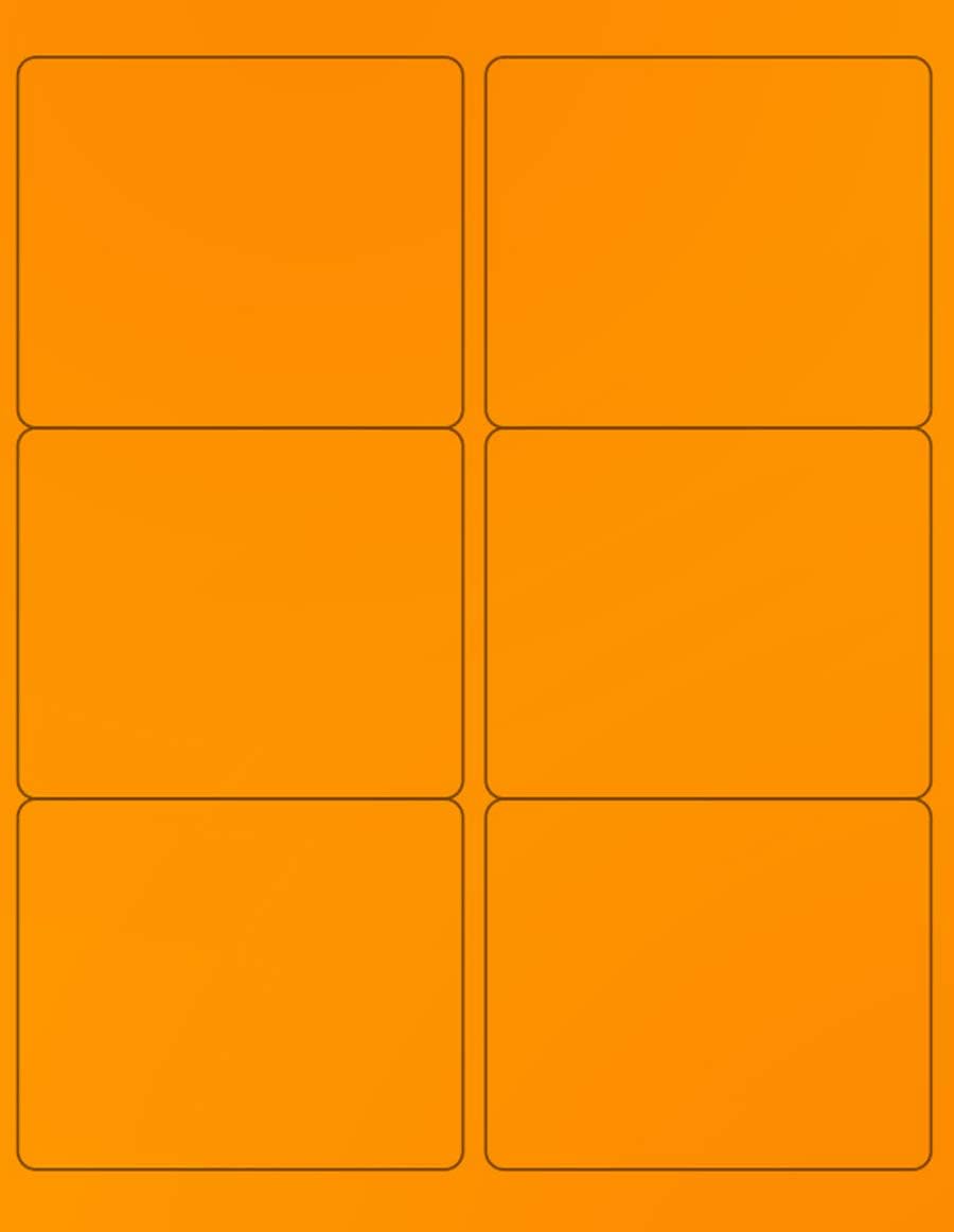 NextDayLabels - 8-1/2 x 11 Neon Color High Light Fluorescent Labels for Laser & Inkjet Printer (Orange Fluorescent, 4" x 3-1/3" - 6 Per Page | 150 Labels)