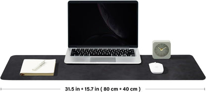 Distressed Leather Desk Mat - Non-Slip PU Desk Pad for Office and Home - Desk Organization and Accessories - Ideal for Large Mouse Pad and Desk Mats on Top of Desks(Charcoal Black,31.5"x 15.7")