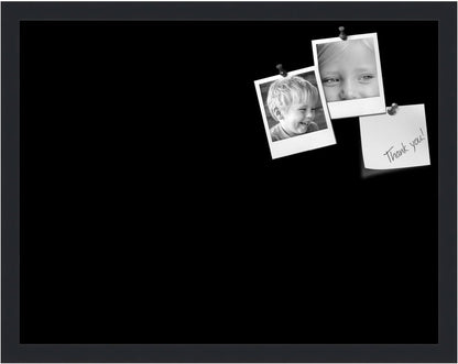 PinPix 22x17 Inch Cork Bulletin Board. This Decorative Framed Pin Board Comes with Solid Black Design and a Satin Black Frame. Ideal for Home Office Decor or Message Board (PinPix-622)