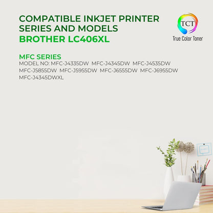 TCT LC406XL Black Ink Cartridge 2 Pack - Compatible Replacement for Brother LC406XL LC406XLBK Black High Yield Works with Brother MFC-J4335 J4345 J4535 J5855 J5955 Printers (6,000 Pages)