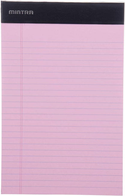 Mintra Office Legal Pads - ((BASIC PASTEL 6pk, 5in X 8in, NARROW RULED)) - 50 Sheets per Notepad, Micro perforated Writing Pad, Notebook Paper for School, College, Office, Professional