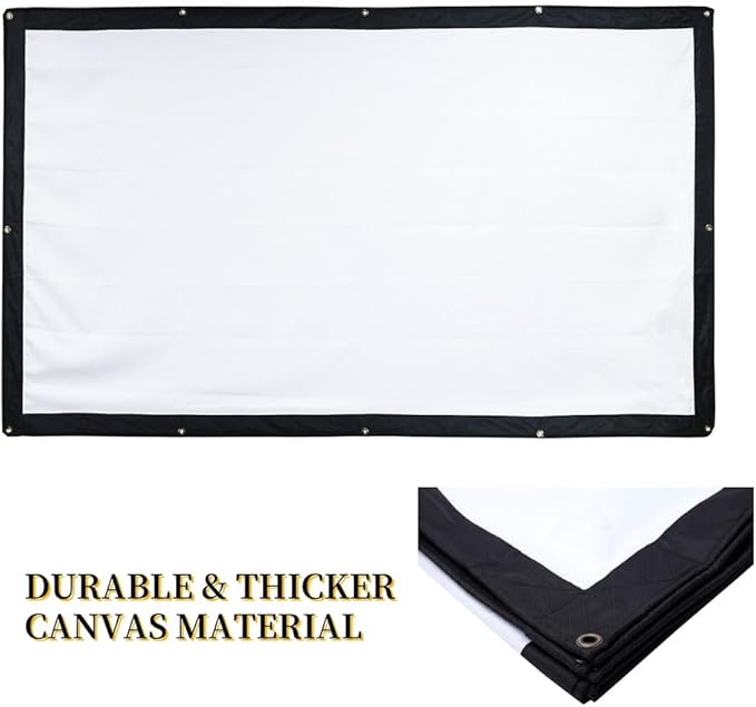 200 Inch Portable Projector Screen Outdoor, YF2009SZ 16:9 Foldable HD Large Thick Canvas Movie Screen for Home Theater Office Presentation Outside Camping Party