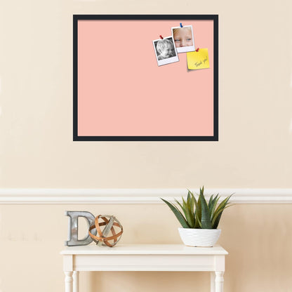 PinPix 28x24 Inch Cork Bulletin Board. This Decorative Framed Pin Board Comes with Pink Pastel Design and a Satin Black Frame. Ideal for Home Office Decor or Message Board (PinPix-1813)