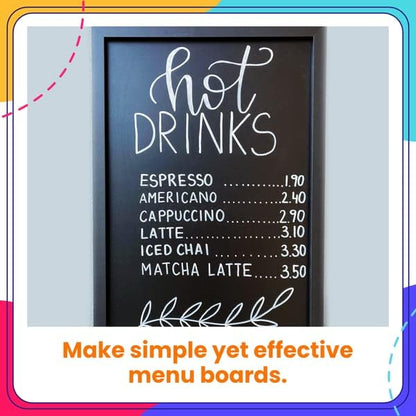 Chalkola 6 White Liquid Chalk Markers - White Dry Erase Liquid Chalk Pens for Chalkboard Signs, Blackboard, Car Window, Glass, Bistro | Variety pack - (3x) 3mm Fine Tip + (3x) 6mm Bold Size Ink Marker