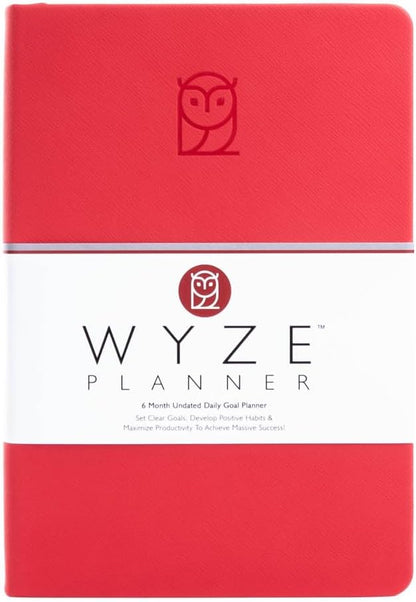 Undated Daily Planner – 6-Month A5 Productivity Organizer with Full Page Per Day, Hourly Schedule, Goal Setting, Habit Tracker, Weekly & Monthly Pages – Hardcover Time Management Notebook (Red)